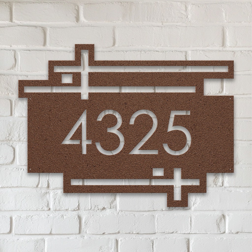 Mid-century modern house number sign metal