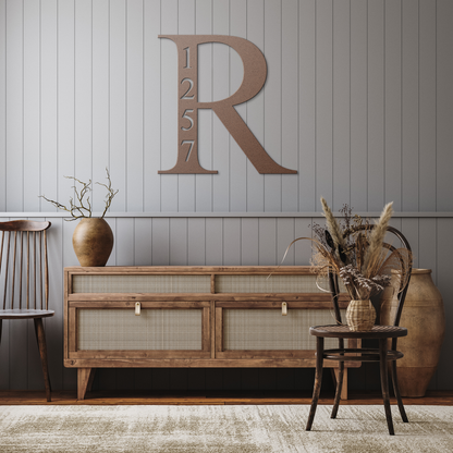 vertical address metal sign outdoor