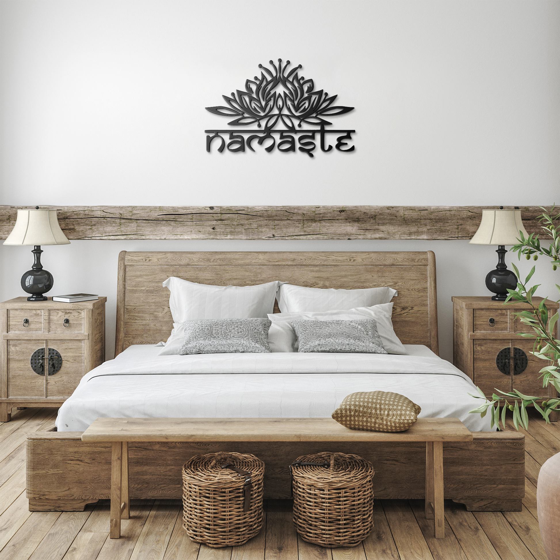 Namaste_Metal_Sign__Lotus_Flower_Wall_Black_Farmhouse_Bedroom_Mockup.png