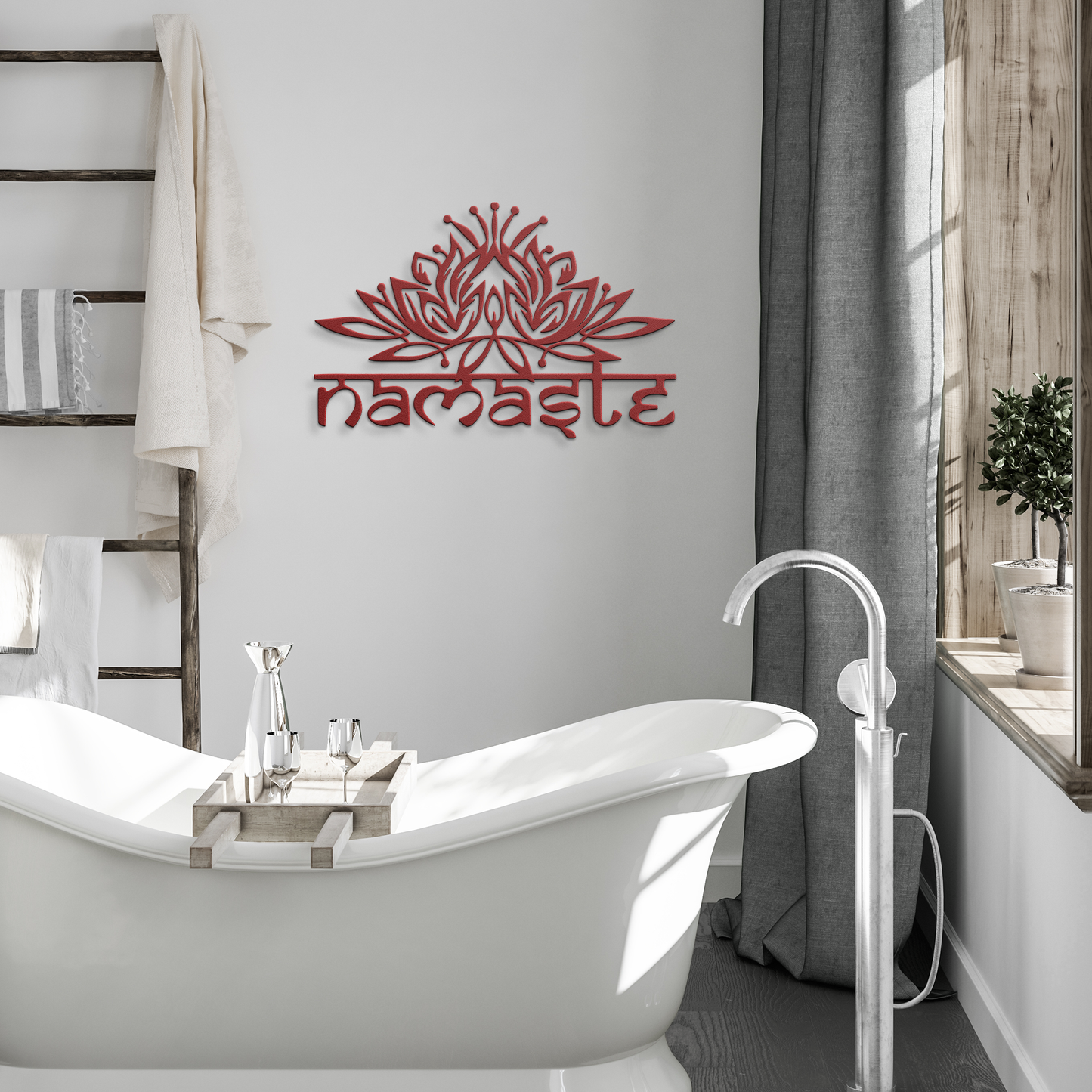 Namaste_Metal_Sign__Lotus_Flower_Wall_Red_Modern_Bathroom_Mockup.png