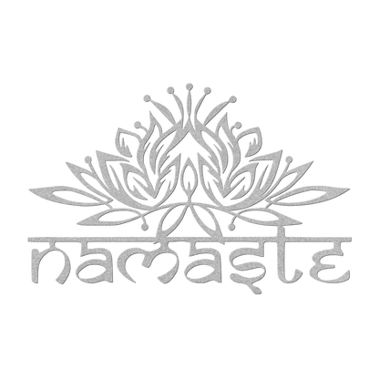 Namaste_Metal_Sign__Lotus_Flower_Wall_Silver_Transparent_Mockup.png