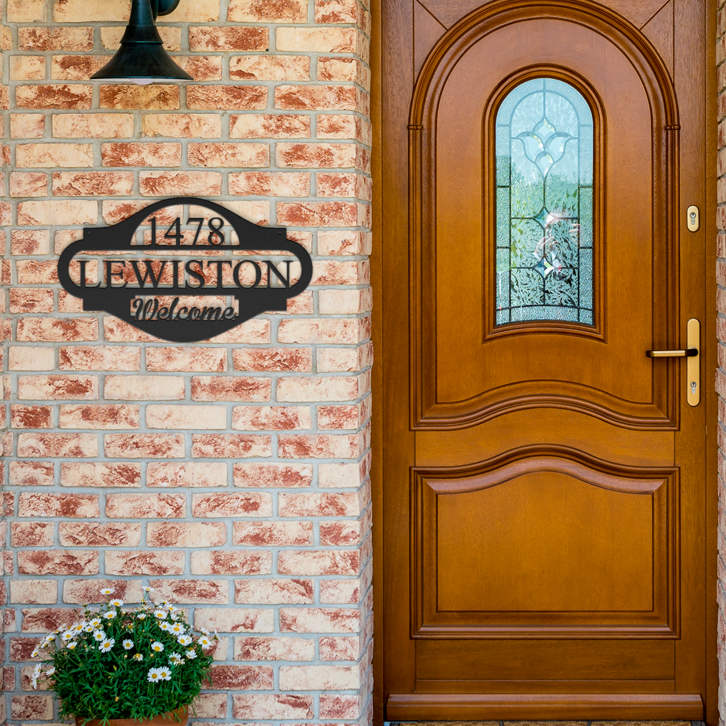 name monogram address metal sign