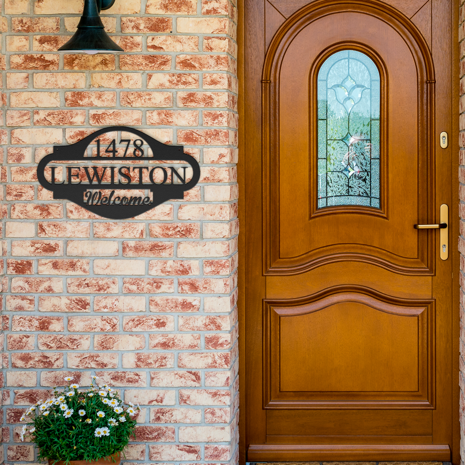 name monogram address metal sign