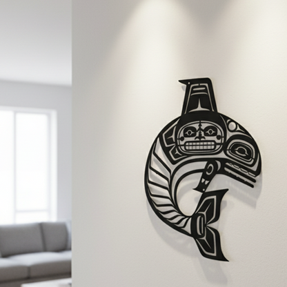 Killerwhale totem style metal sign