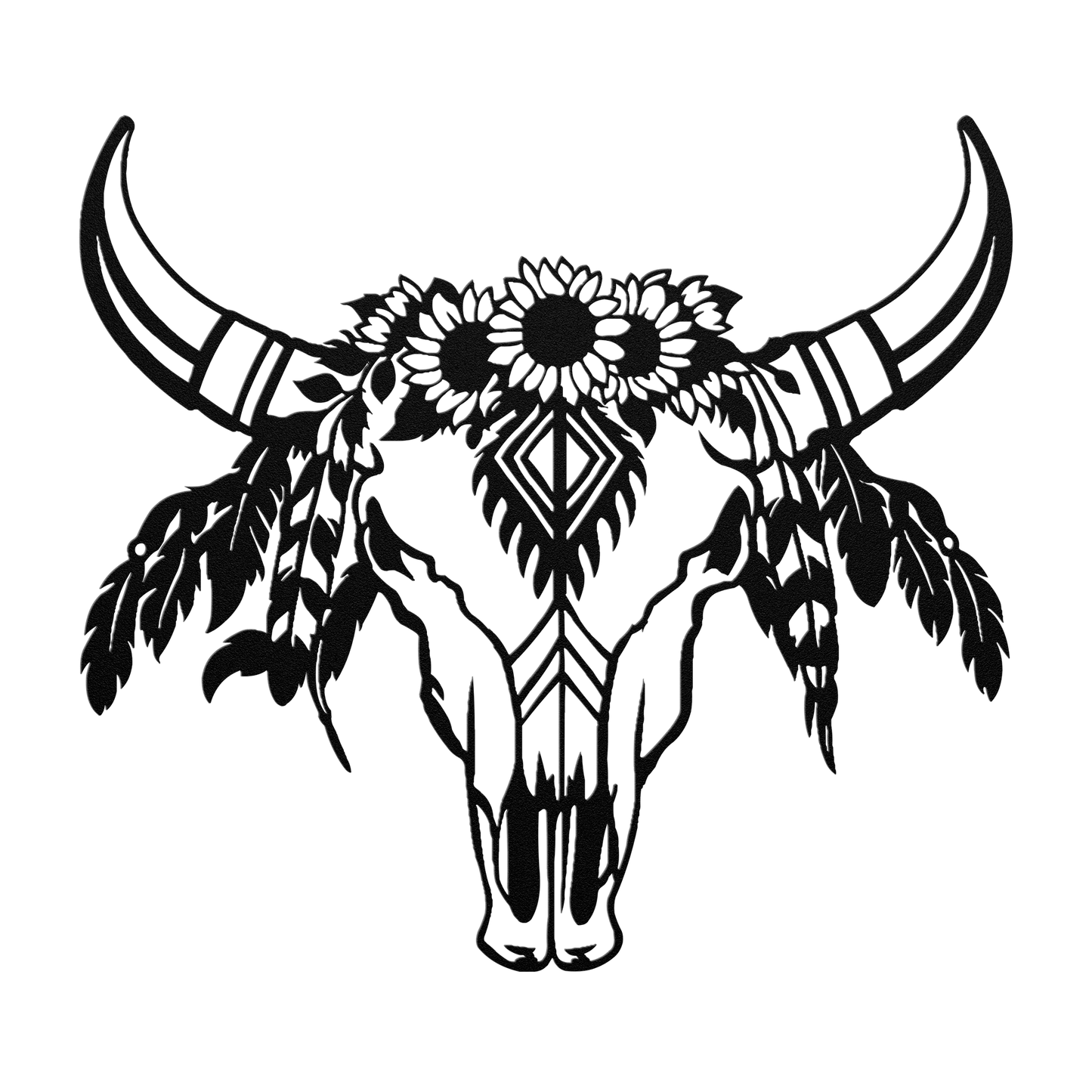 Tribal-inspired floral skull art