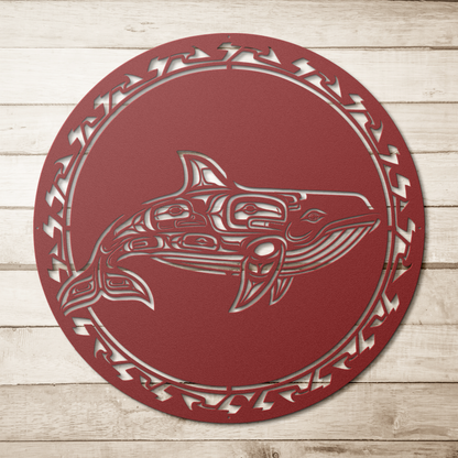 Weatherproof coastal whale wall sign