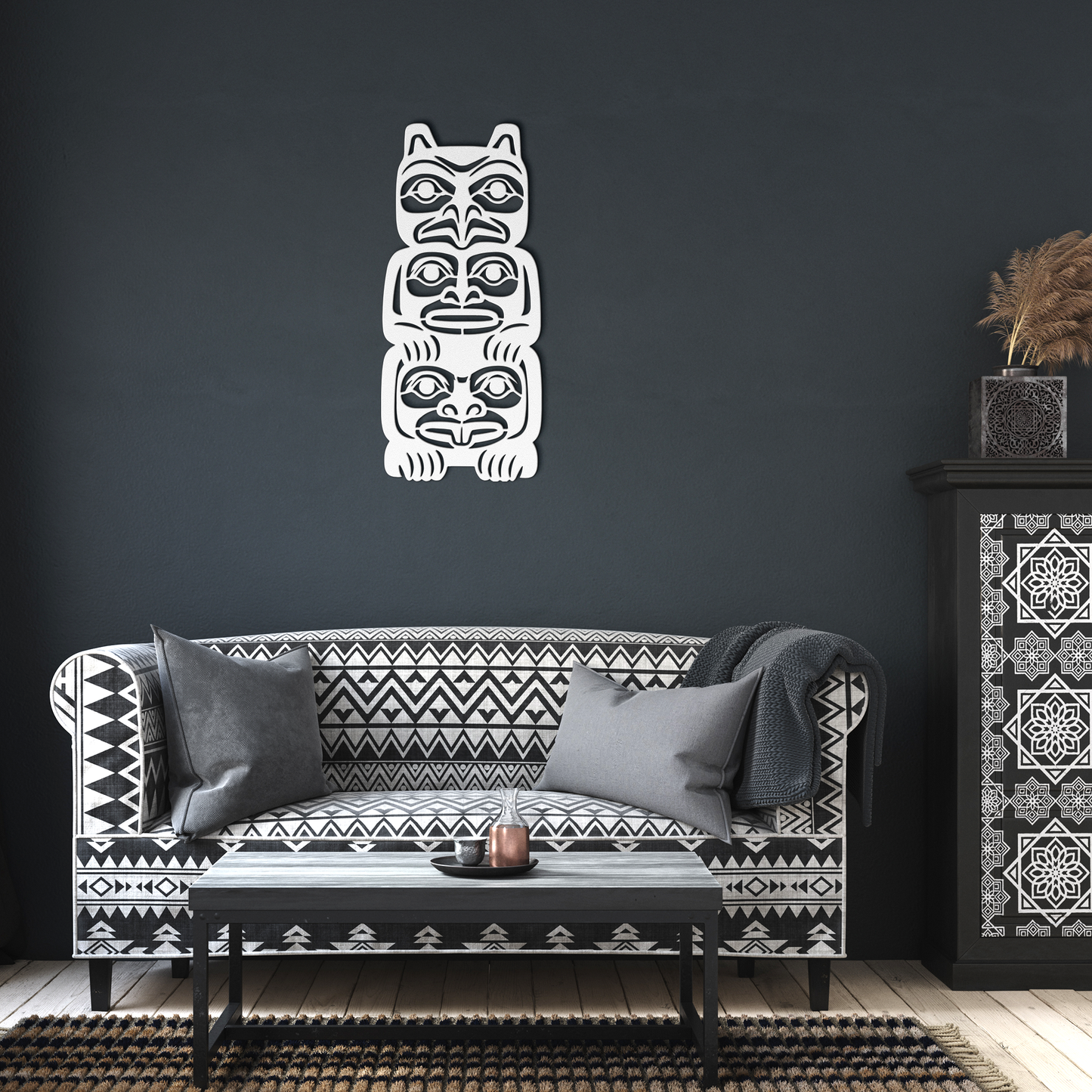 Northwest_Tribal_Totem_Pole_Metal_Sign__White_Dark_Living_Room_Mockup.png