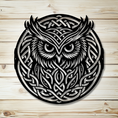 Tribal Celtic knot owl custom metal wall art