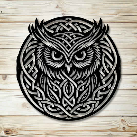 Tribal Celtic knot owl custom metal wall art
