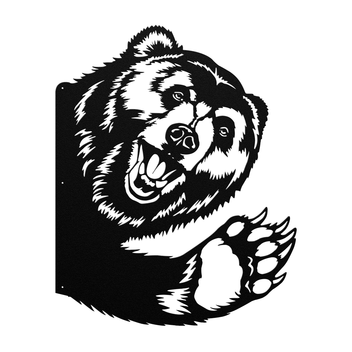 bear peeking tree metal sign