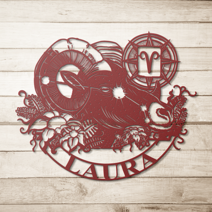 personalized aries steel wall decor