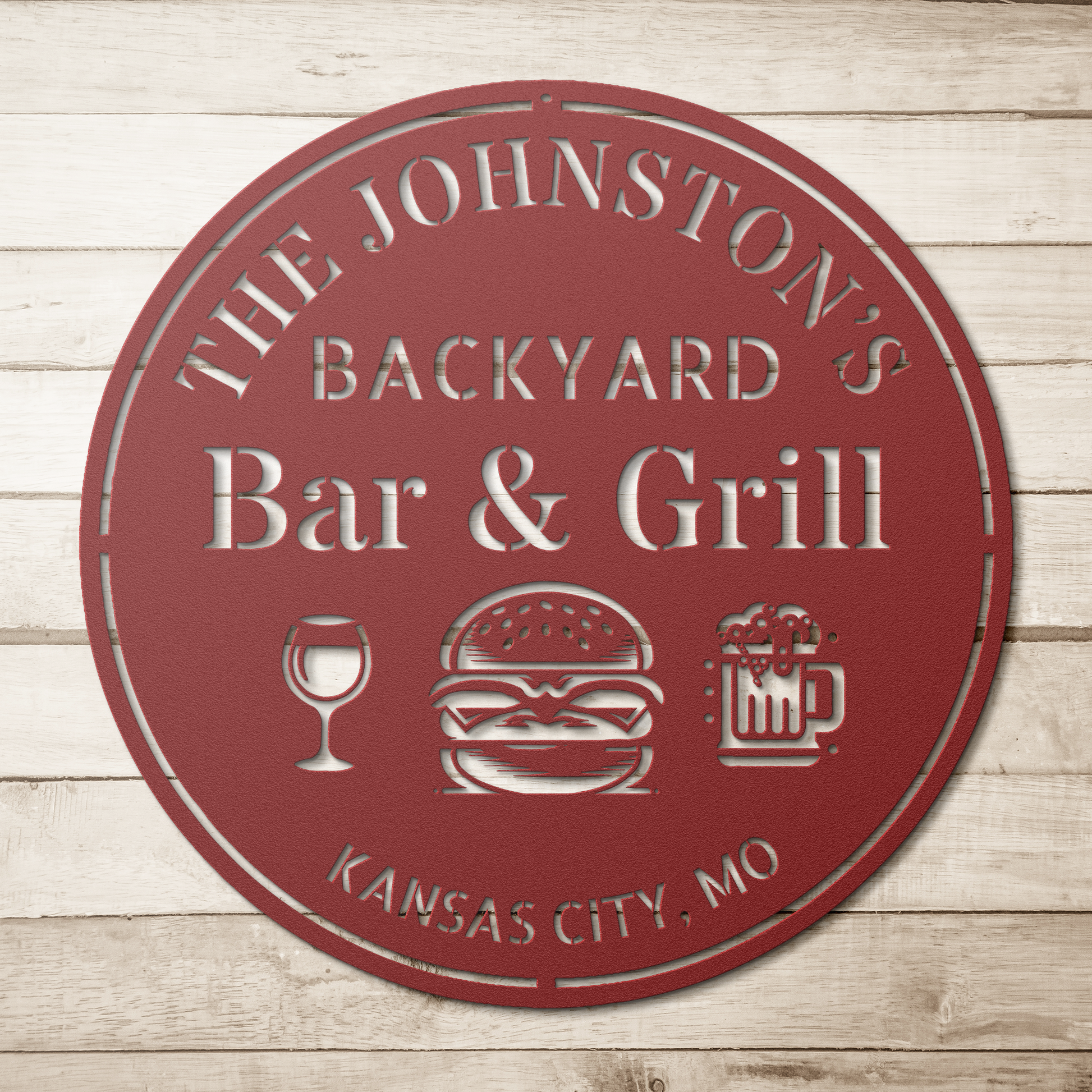 Outdoor kitchen name sign