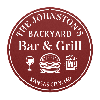 Durable steel backyard bar sign