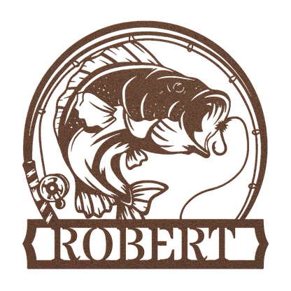 Outdoor bass fisherman plaque