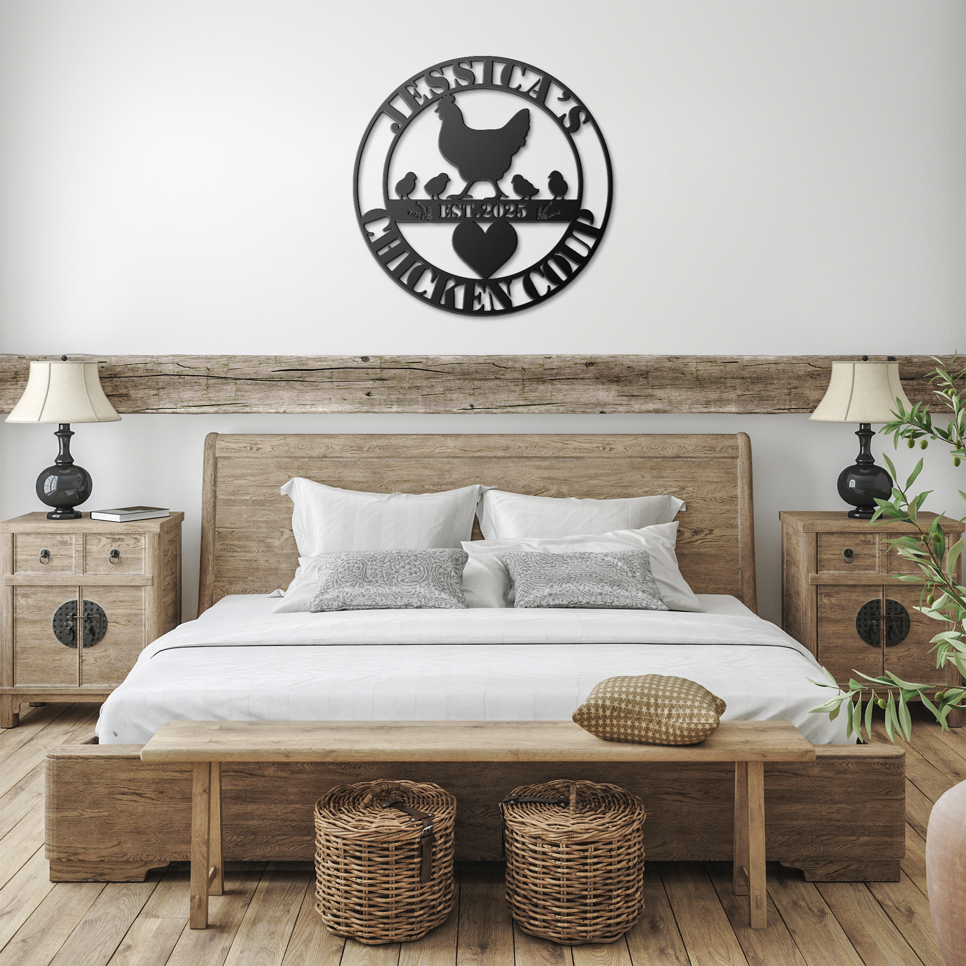 Personalized_Chicken_Coop_Metal_Sign__Black_Farmhouse_Bedroom_Mockup.png