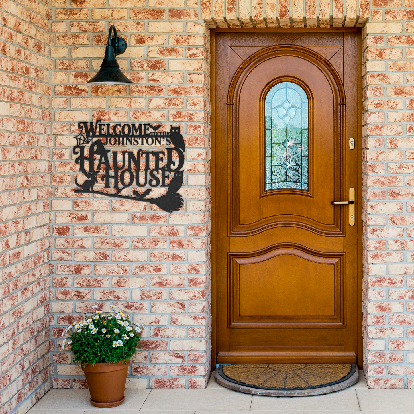 Personalized_Halloween_Metal_Sign__Haun_Black_Brick_Entrance_Mockup.png