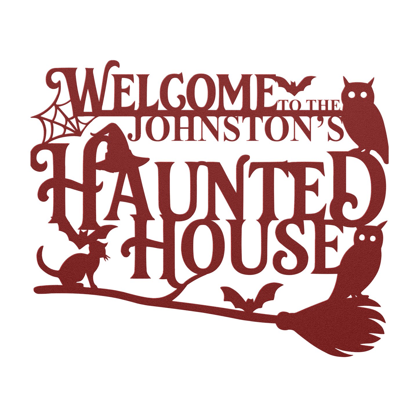 Durable powder-coated Halloween family name sign