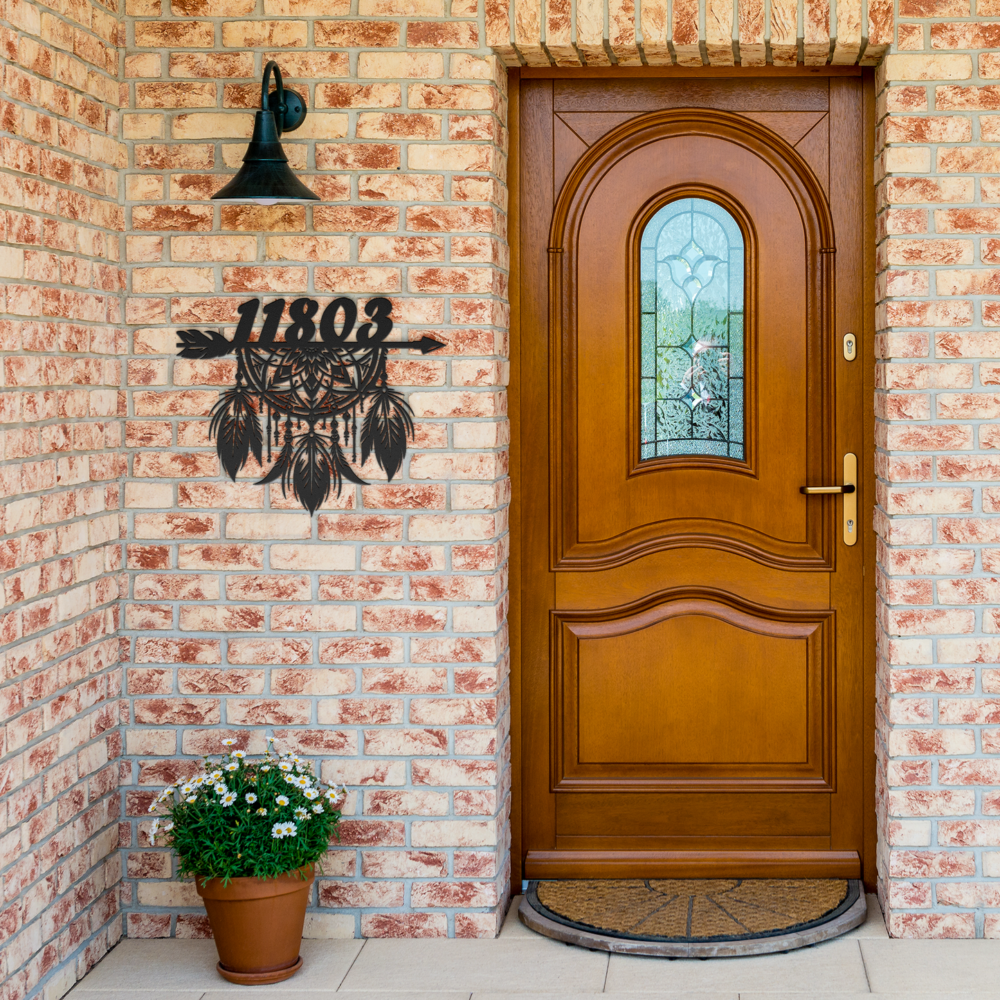 Personalized_House_Number_Dreamcatcher_S_Black_Brick_Entrance_Mockup.png