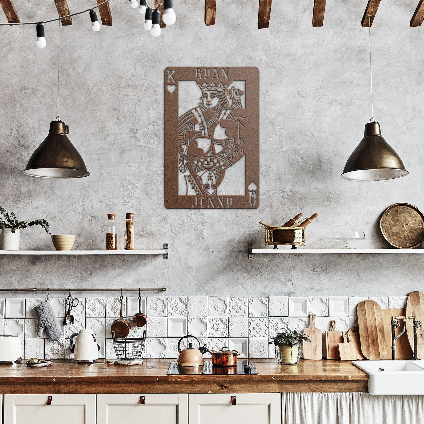 Personalized_King__Queen_of_Hearts_Meta_Copper_Rustic_Kitchen_Mockup.png