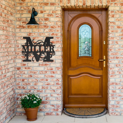 name initial steel decor