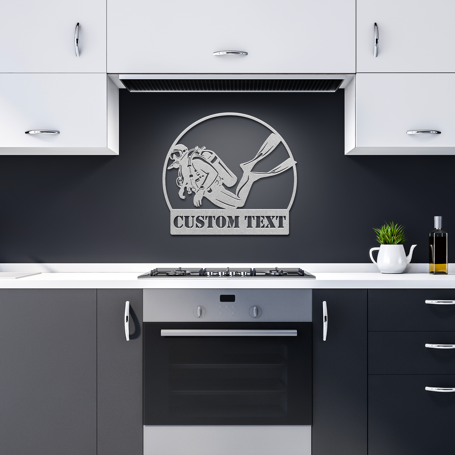 Personalized_Scuba_Diver_Metal_Wall_Art__Silver_Dark_Kitchen_Mockup.png