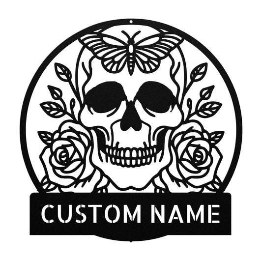 Personalized Sugar Skull Metal Sign