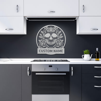 Personalized Sugar Skull Metal Sign