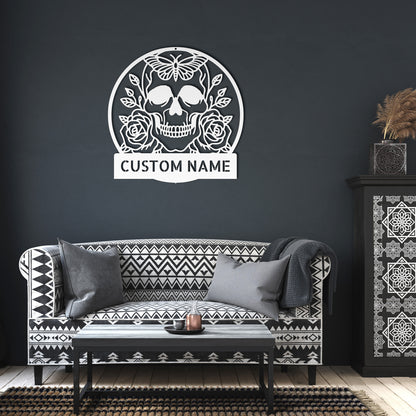 Personalized Sugar Skull Metal Sign