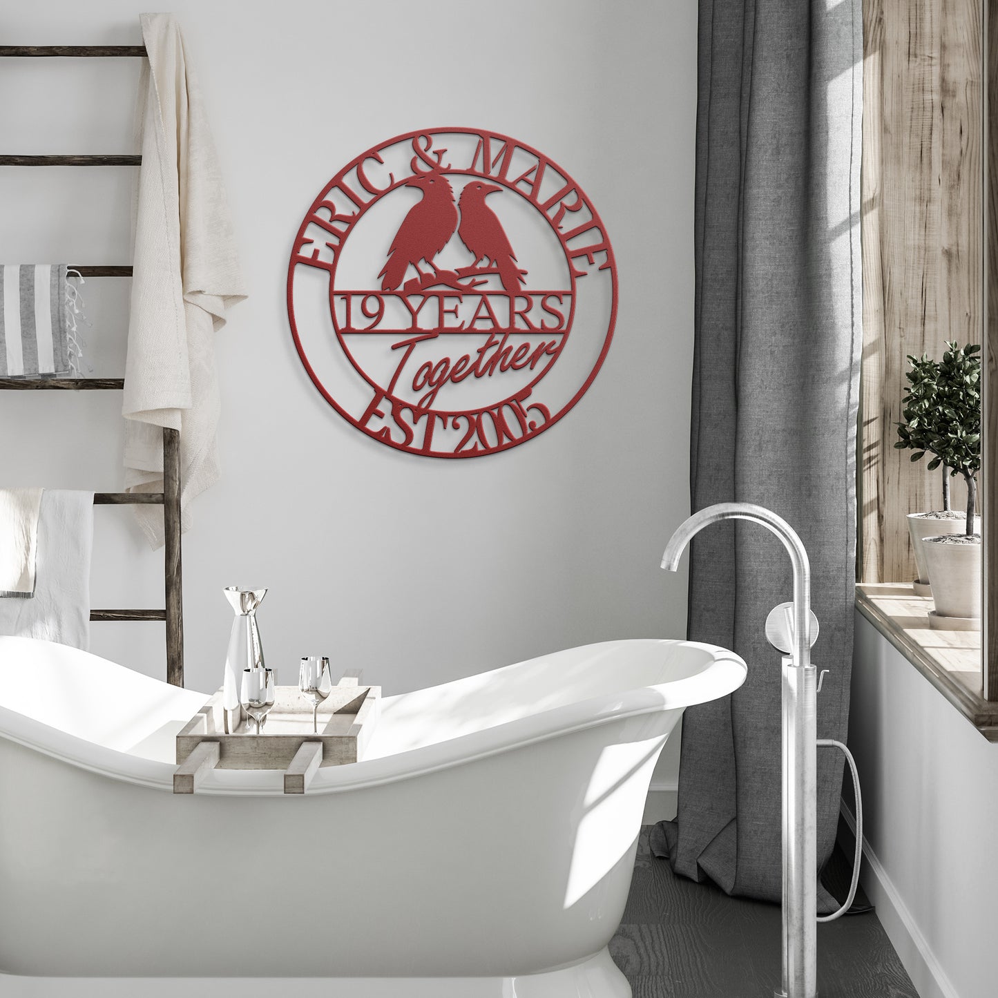 Personalized Wedding Anniversary Ravens Metal Wall Art Sign