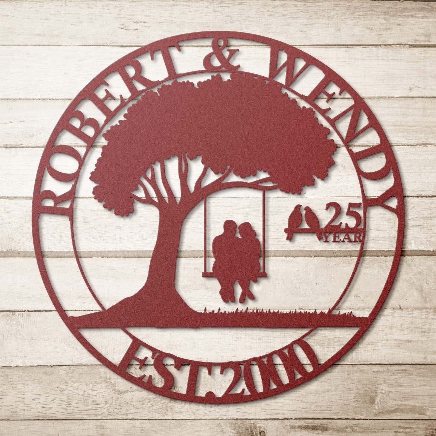 Custom wedding anniversary family name wall art