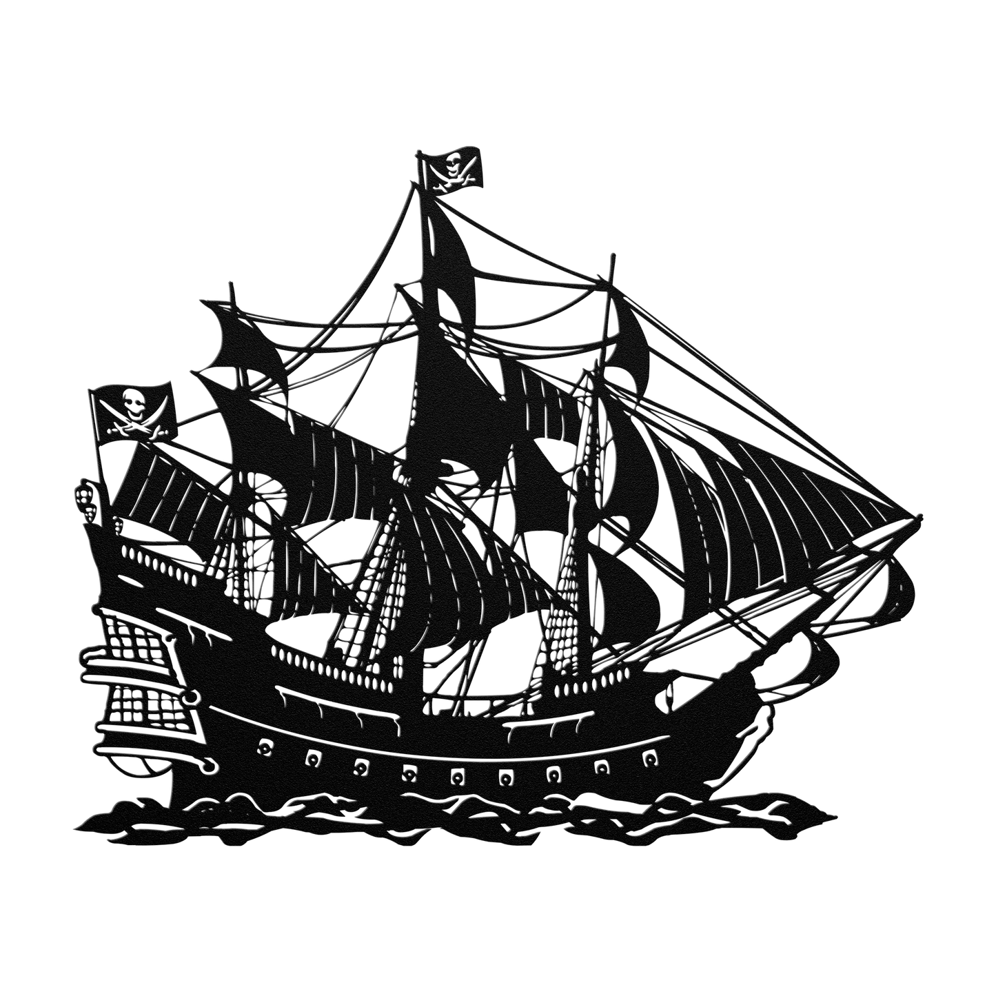 jolly roger pirate ship metal sign