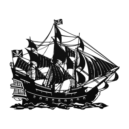 jolly roger pirate ship metal sign