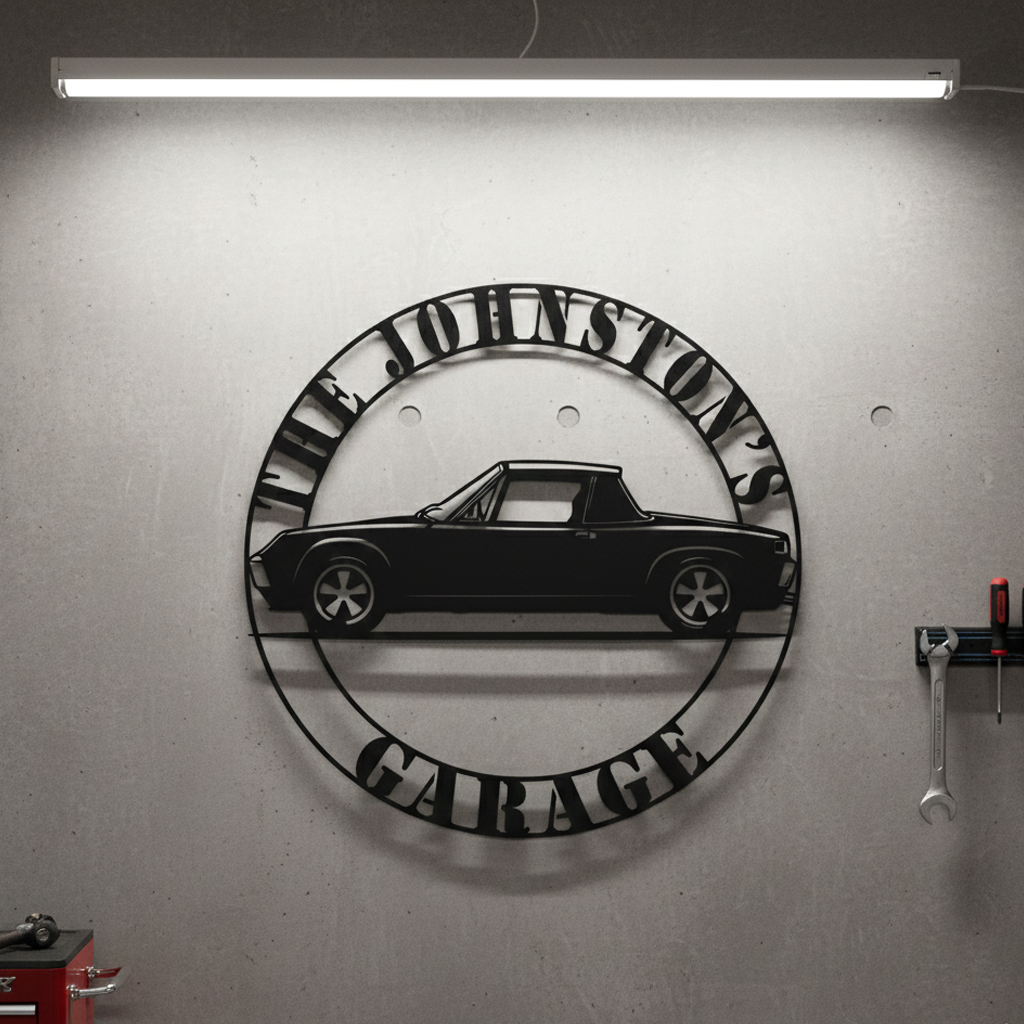 german sports car 914 metal wall art