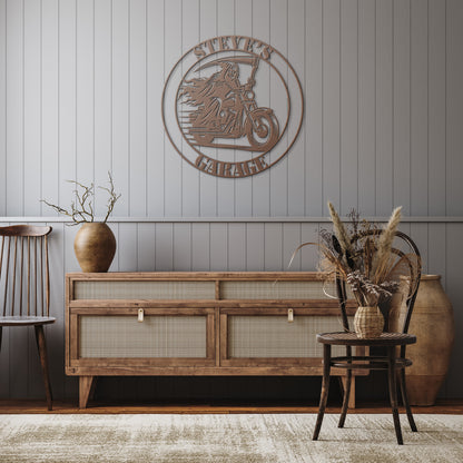 Reaper Riding a Harley Davidson Motorcycle Custom Garage Sign