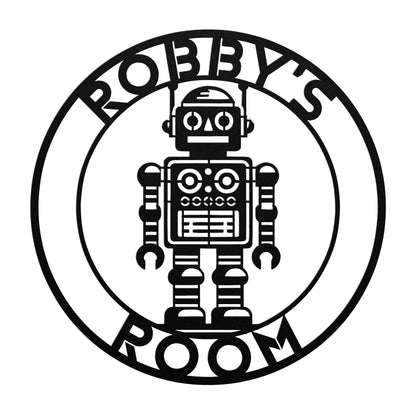 Retro Robot Boys Room Custom Metal Sign
