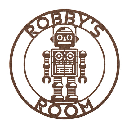 Retro Robot Boys Room Custom Metal Sign