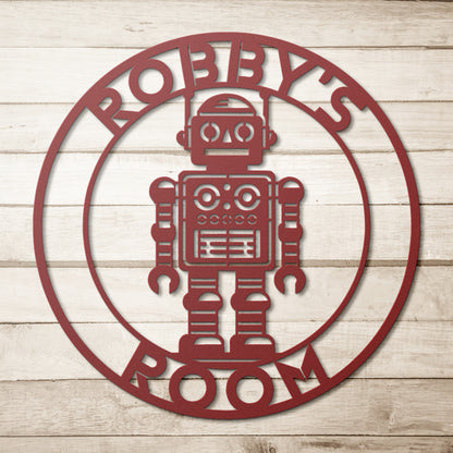 Retro Robot Boys Room Custom Metal Sign