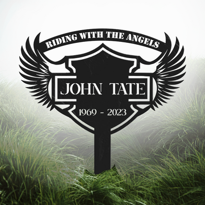 Custom biker remembrance garden sign