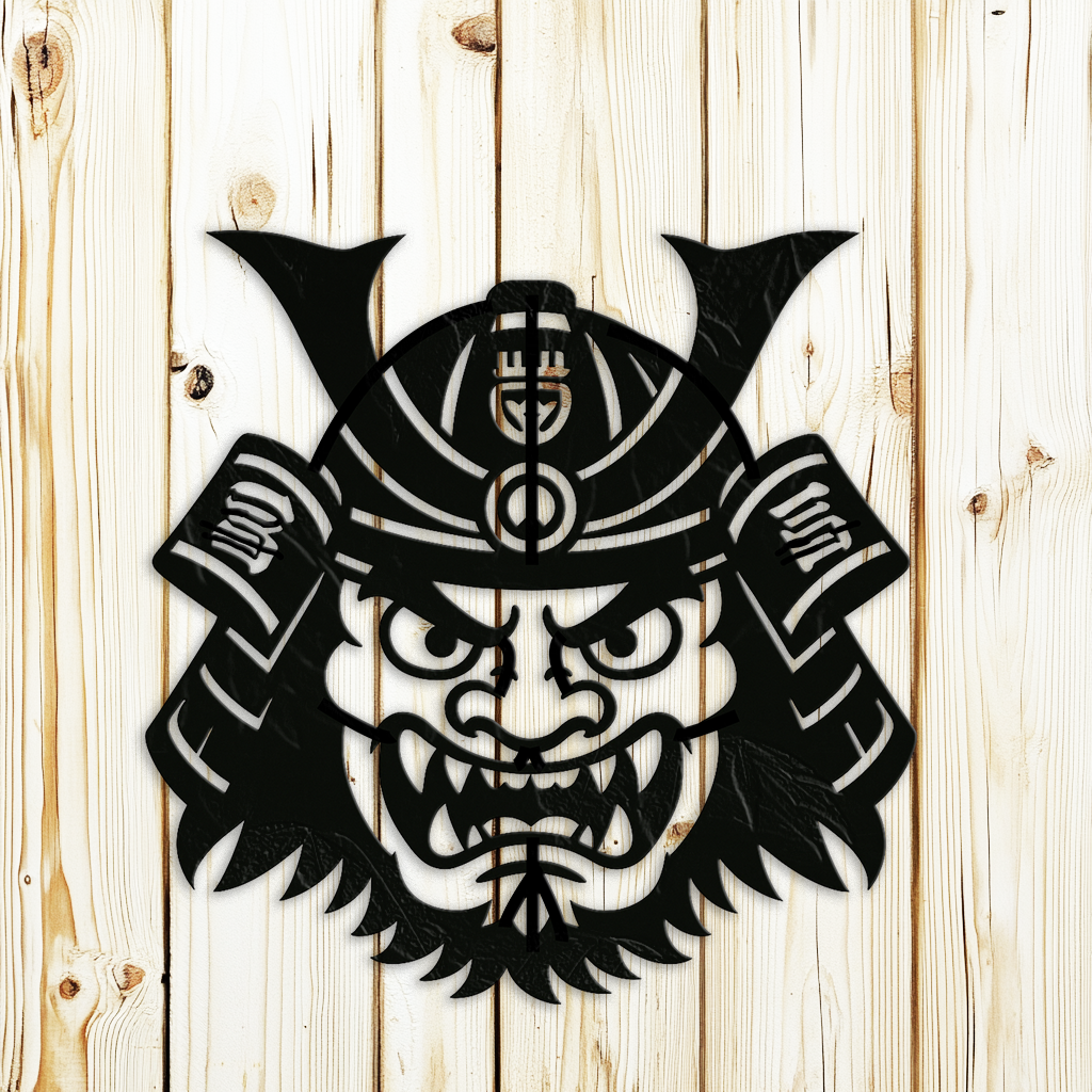 Oni Samurai Mask Metal Sign