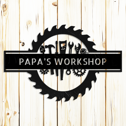 Custom metal workshop sign