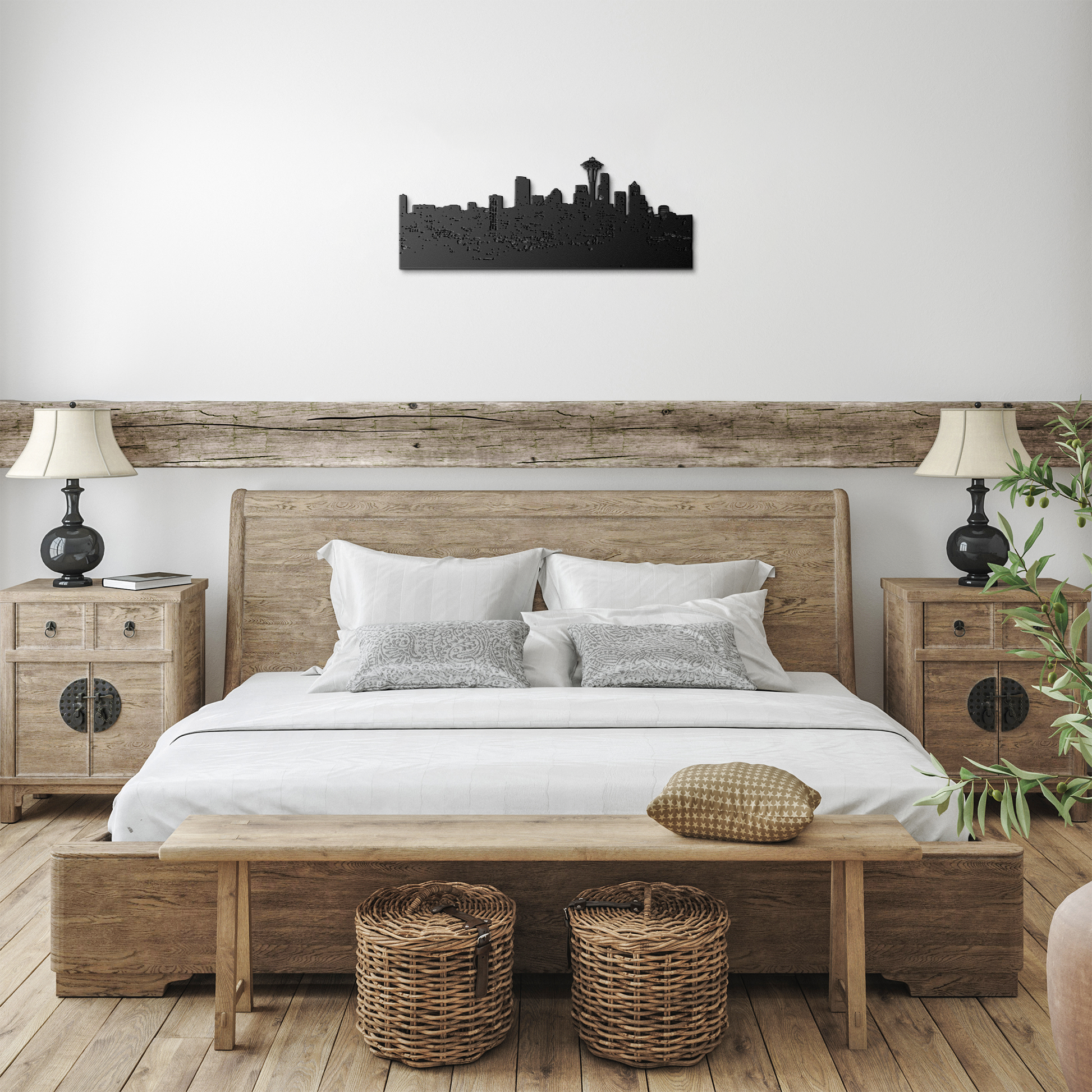 Seattle_Skyline_Metal_Wall_Art__Custom__Black_Farmhouse_Bedroom_Mockup.png