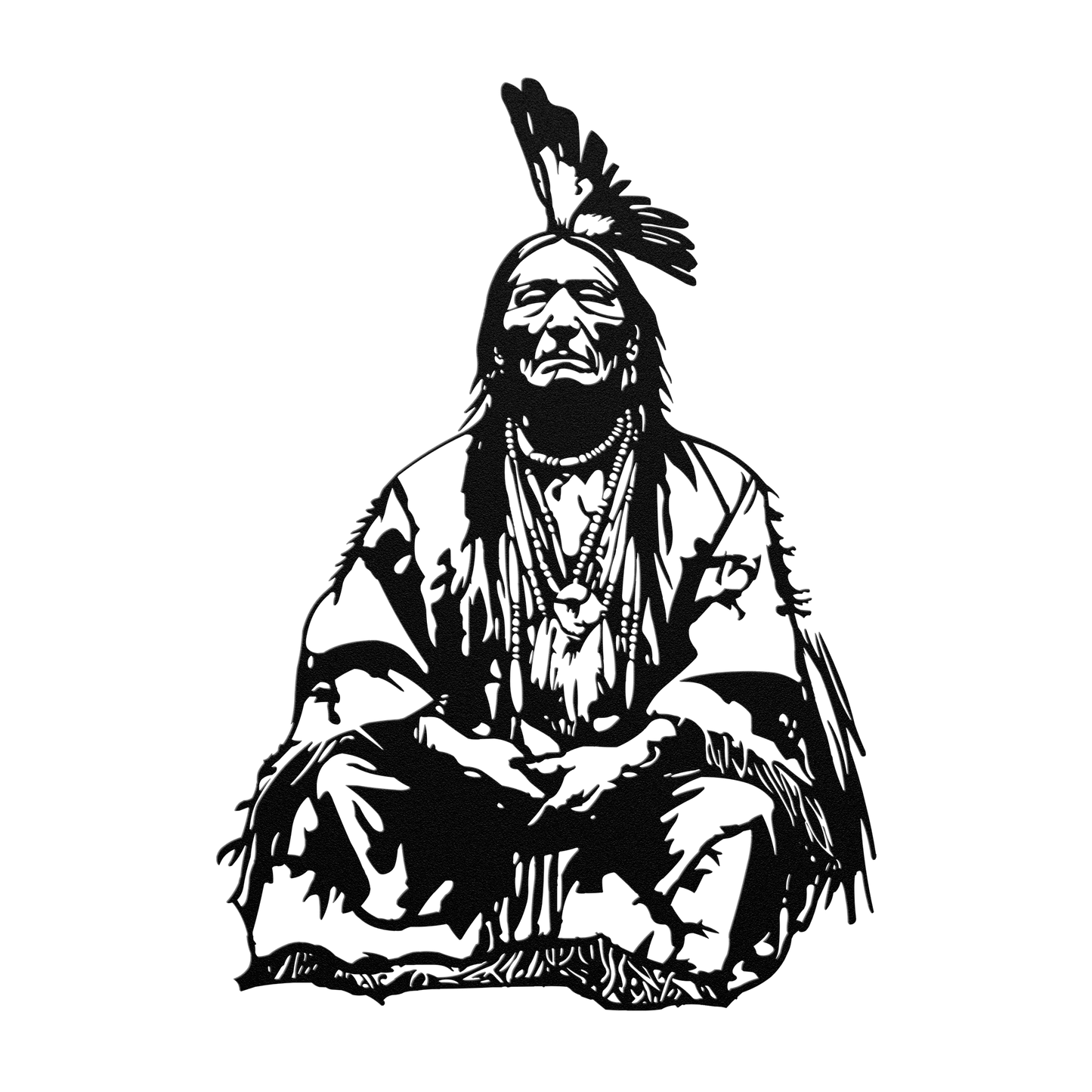 Rustic Native American Warrior Metal Art for Man Cave & Cabin