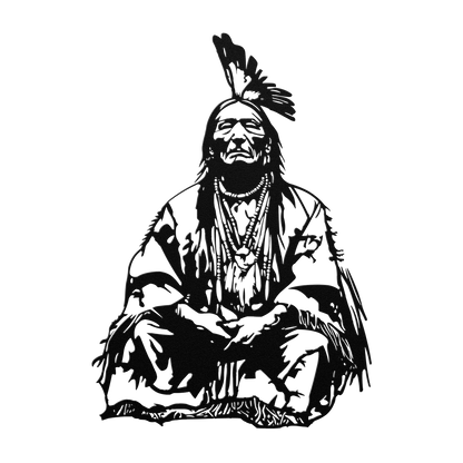 Rustic Native American Warrior Metal Art for Man Cave & Cabin