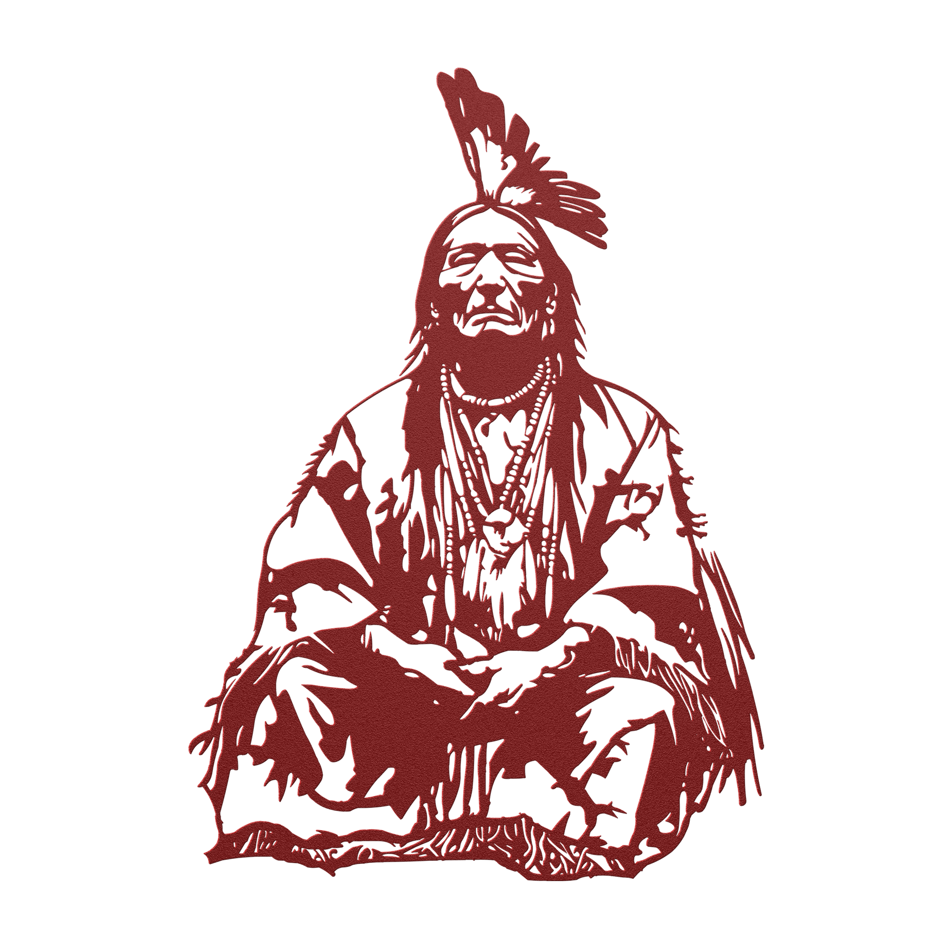 Sitting Bull Tribal Metal Sign – Western Wall Decor