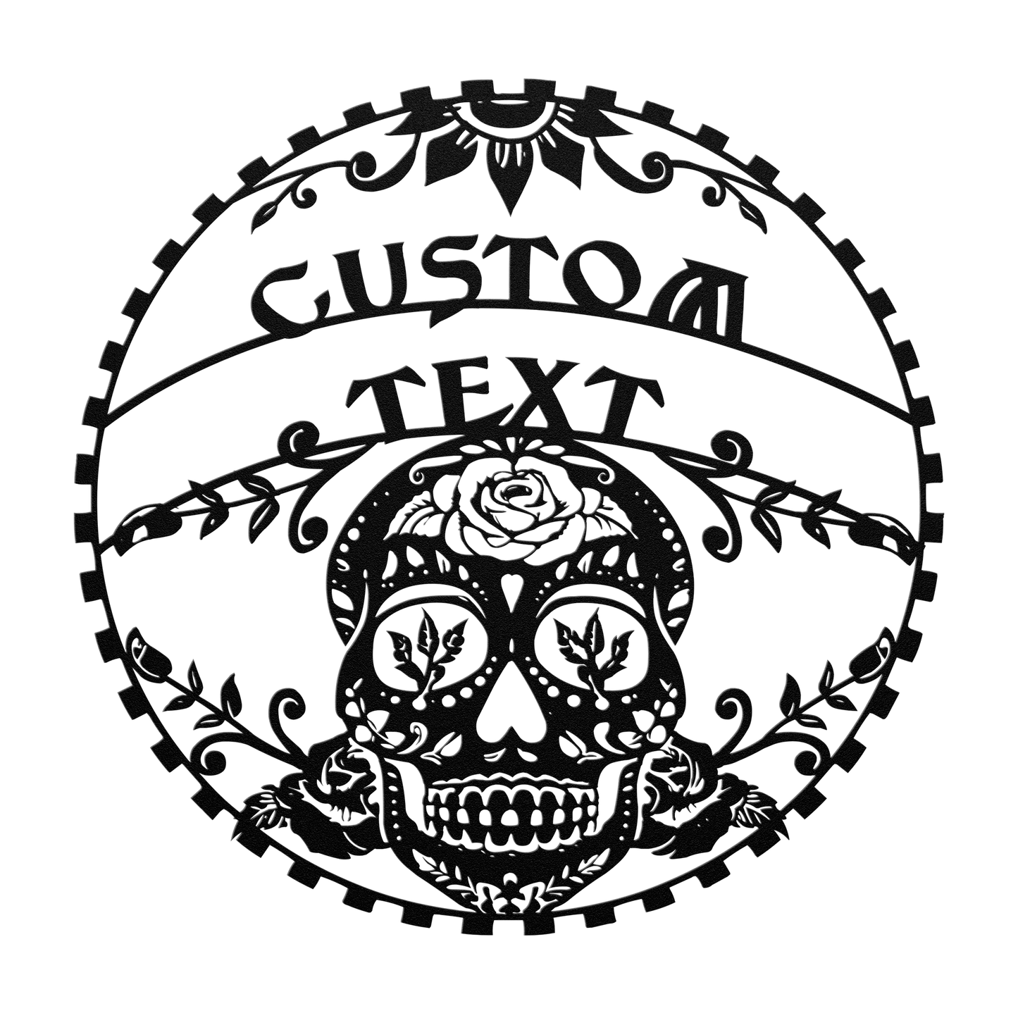 personalized sugar skull metal wall art for patio or porch