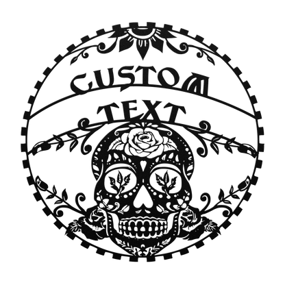 personalized sugar skull metal wall art for patio or porch