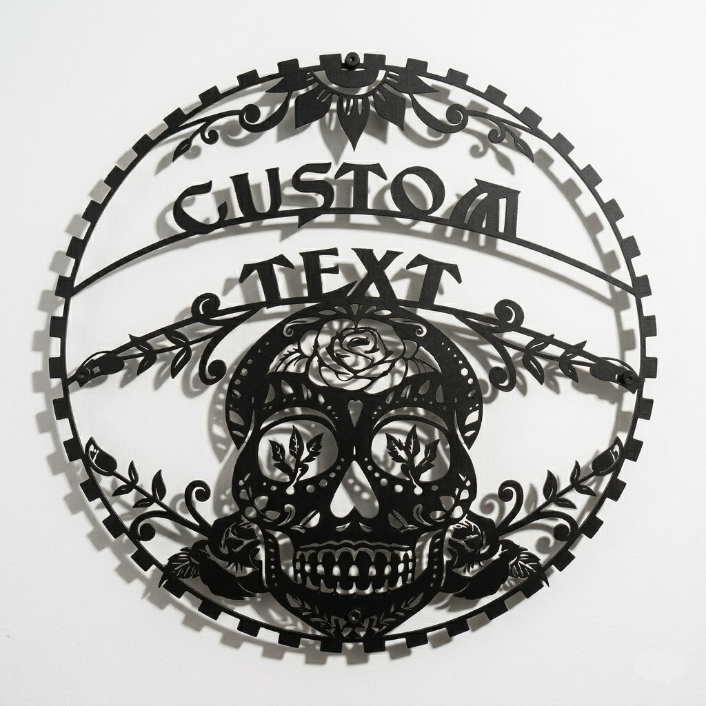 gothic sugar skull steel wall decor made in USA