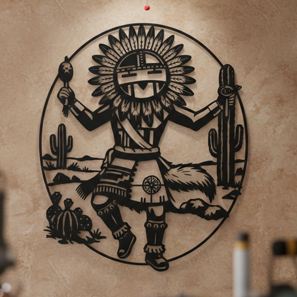 Sun Kachina Pueblo metal wall art southwest spiritual steel decor