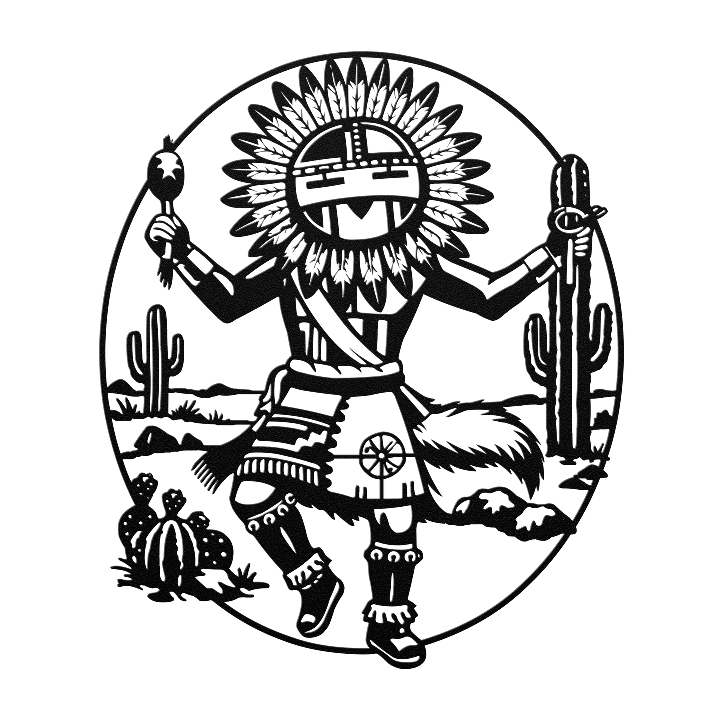 Pueblo style Sun Kachina metal sign indoor outdoor steel decor