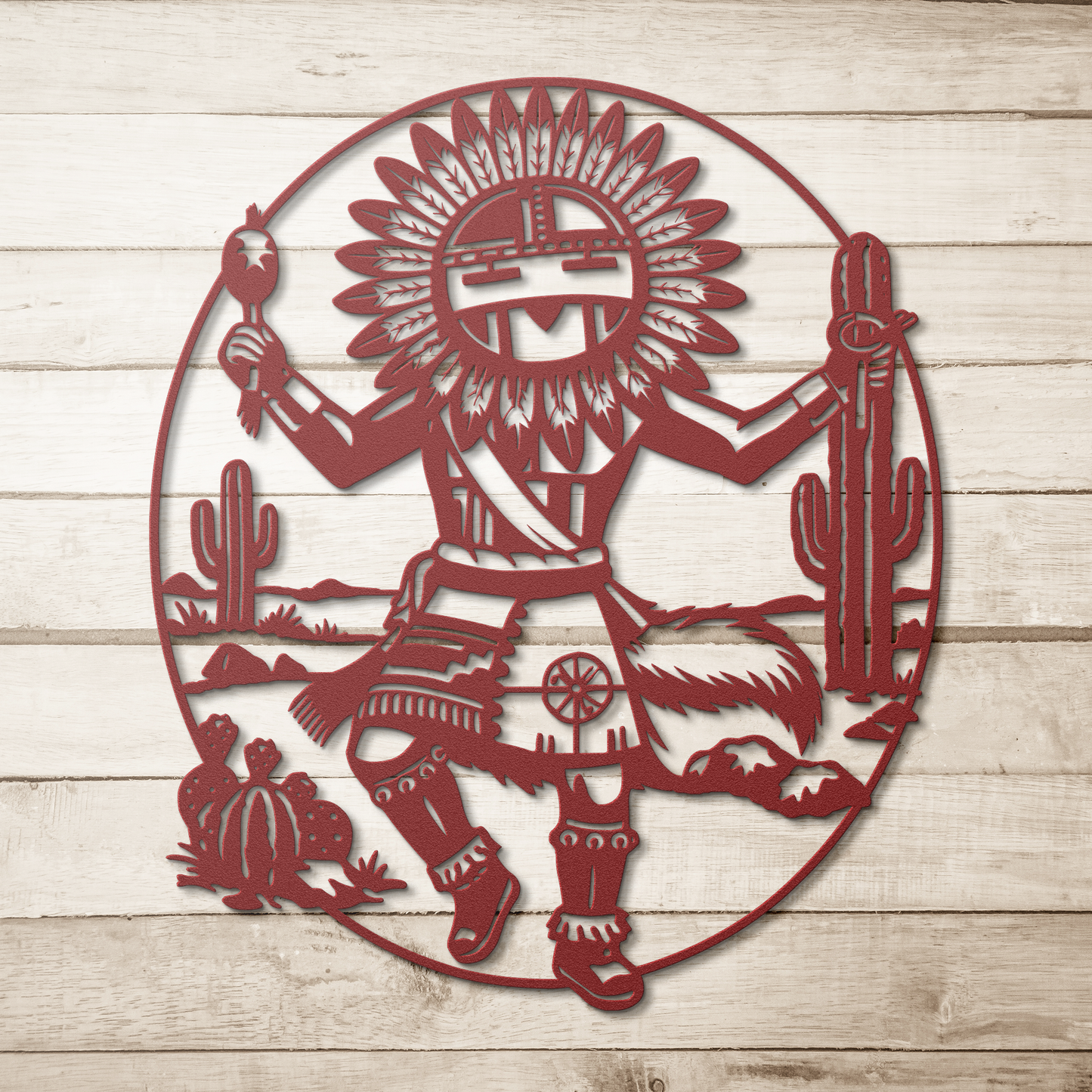 Katsina inspired metal wall sign powder coated steel southwest art